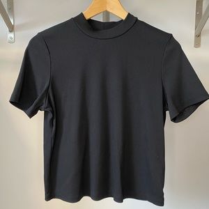 Banana Republic black mock neck cropped top